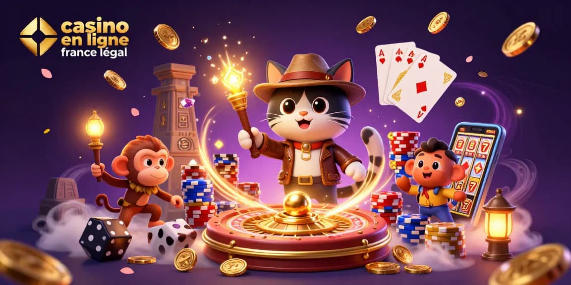 Joignez-vous à l'explorateur et au singe dans l'aventure d'un casino en ligne légal en France pailleté.