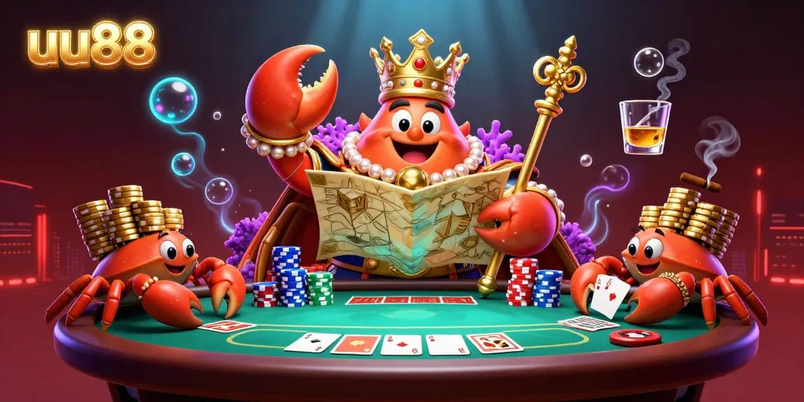 Experience thrilling poker action at uu88 with a vibrant golden crab emperor and exciting casino elements.