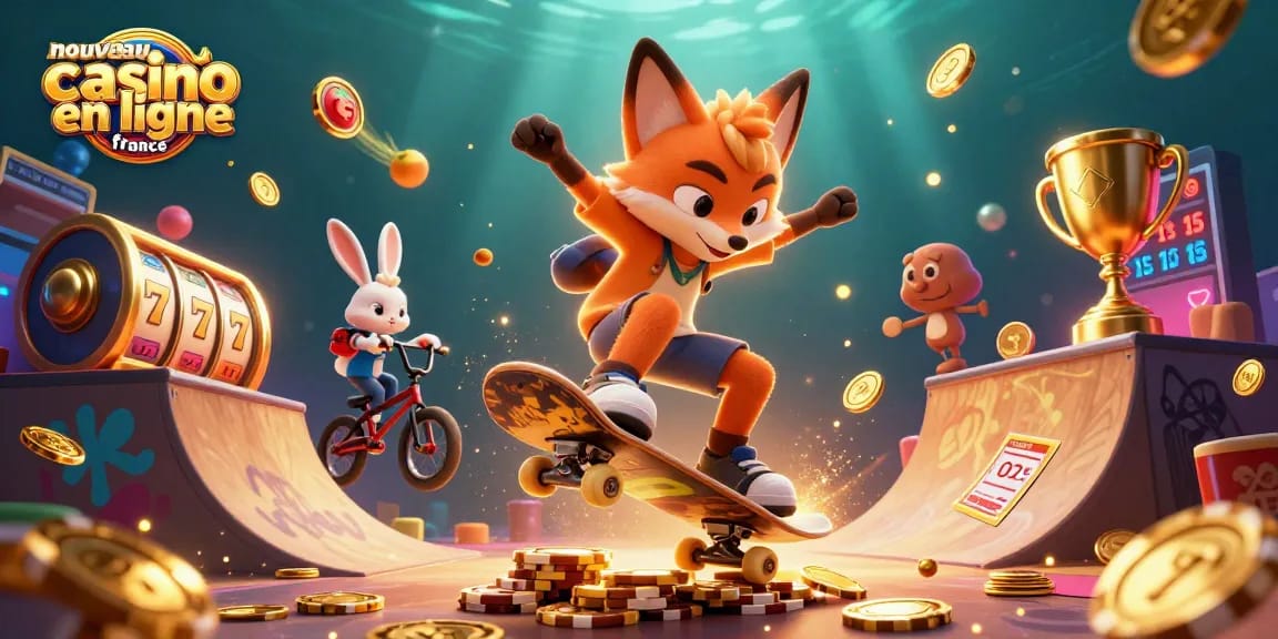Actionner des jackpots avec un nouveau casino en ligne France, illustré par des personnages de jeu animés.
