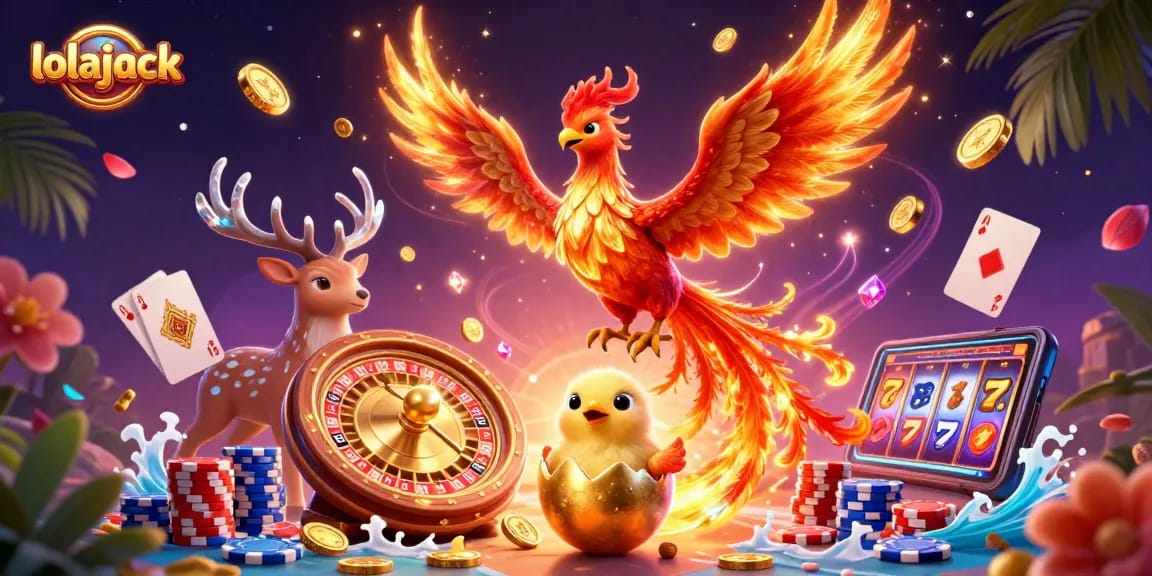 Experience the thrill of lolajack with vibrant casino elements and mythical creatures enriching your gameplay.