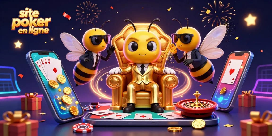 Joue au site de poker en ligne avec des cartes éclatantes et une ambiance de fête.