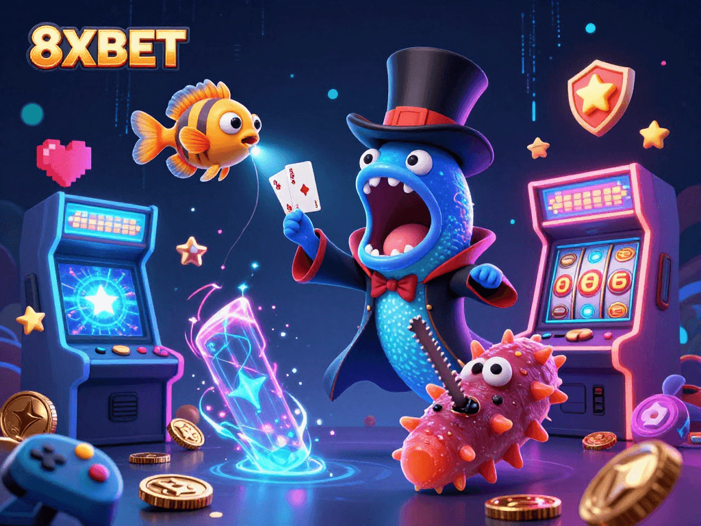 Engage with 8XBET through thrilling card tricks by a sea creature magician in an underwater casino.