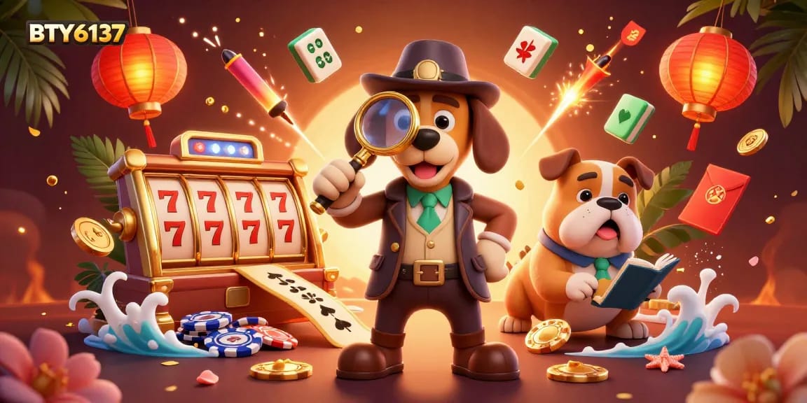 BTY6137 reveals a joyful poker scene with 3D cartoon characters surrounded by casino elements.