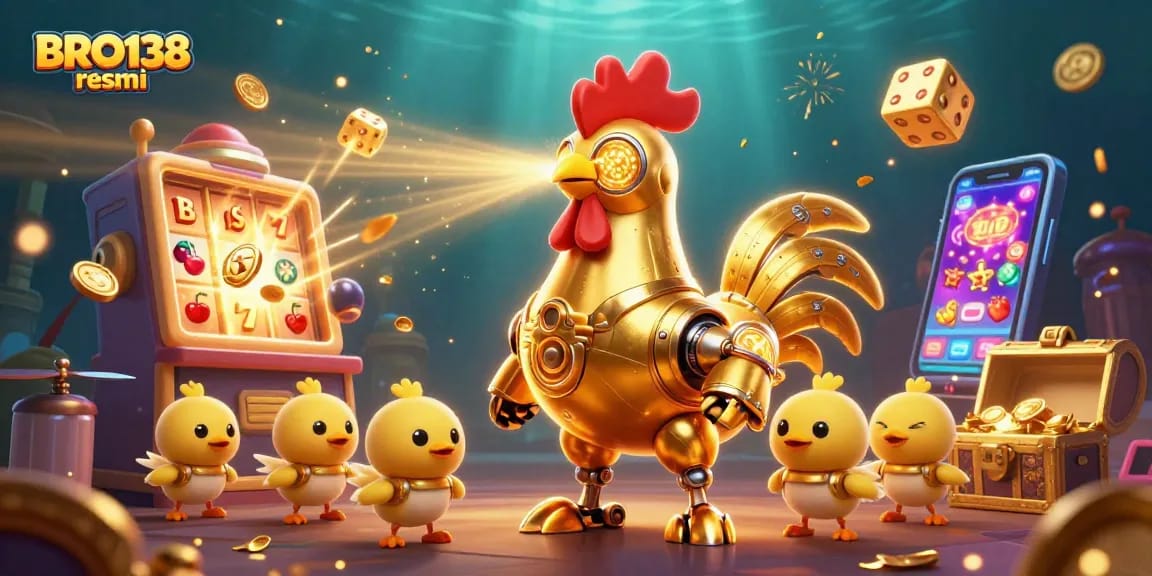 Engage with BRO138 resmi in a dynamic 3D casino scene filled with gambling excitement.