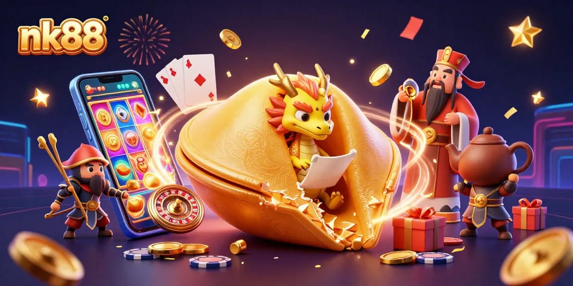 Experience the thrill of nk88 in a vibrant, detailed 3D casino scene packed with excitement.