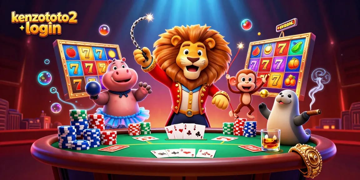 Menangkan permainan slot dengan kenzototo2 login saat menonton singa pemimpin sirkus dan teman-temannya.
