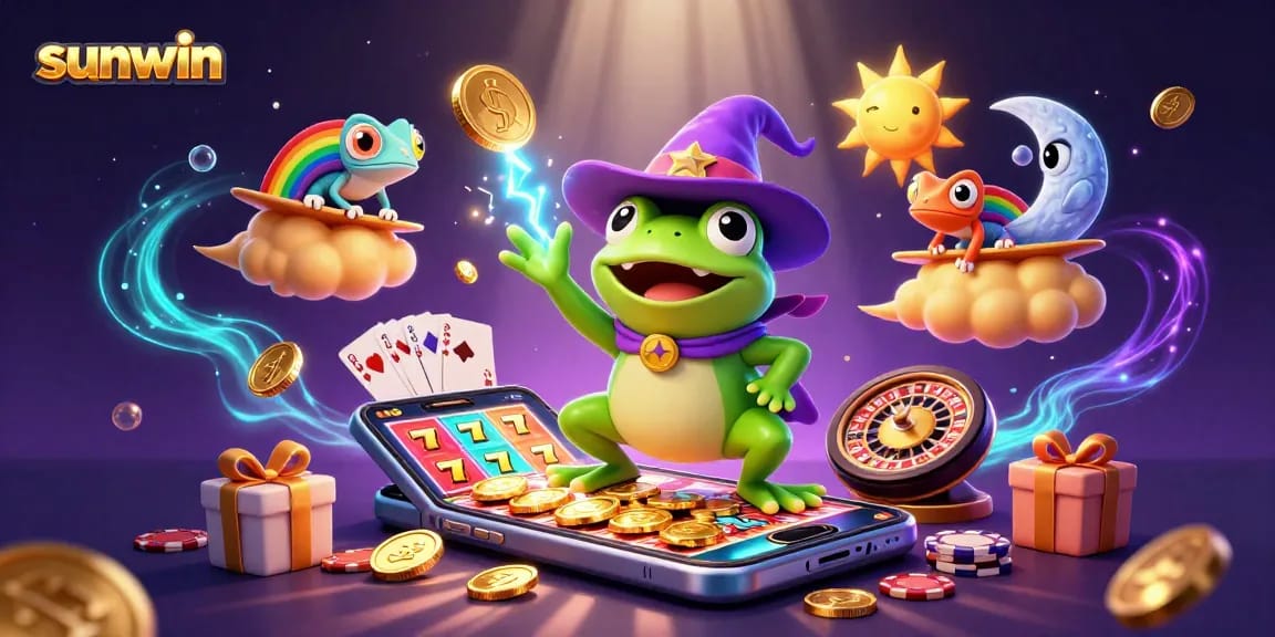 Experience the thrill of winning at sunwin with a magical storm of coins and vibrant casino elements.