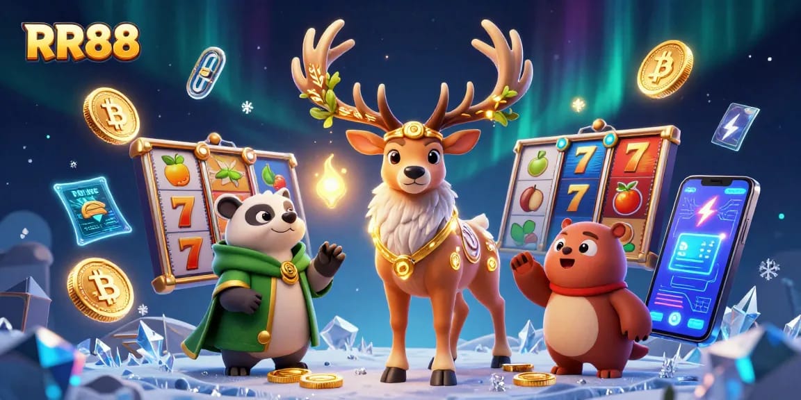 Experience thrilling gameplay at RR88 with 3D characters and vibrant slot elements in a captivating casino scene.