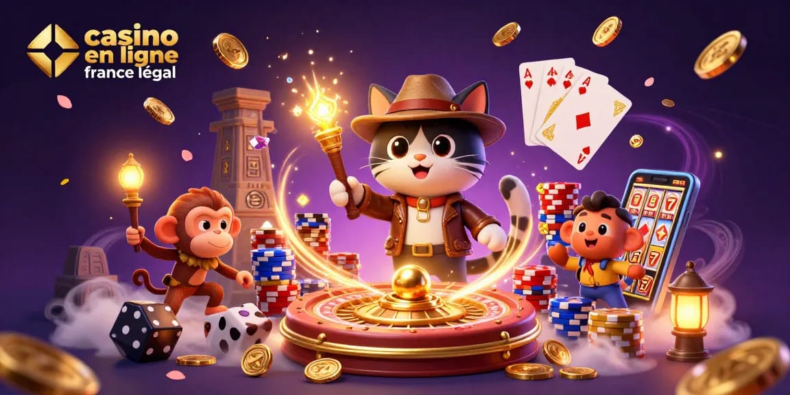 Joignez-vous à l'explorateur et au singe dans l'aventure d'un casino en ligne légal en France pailleté.