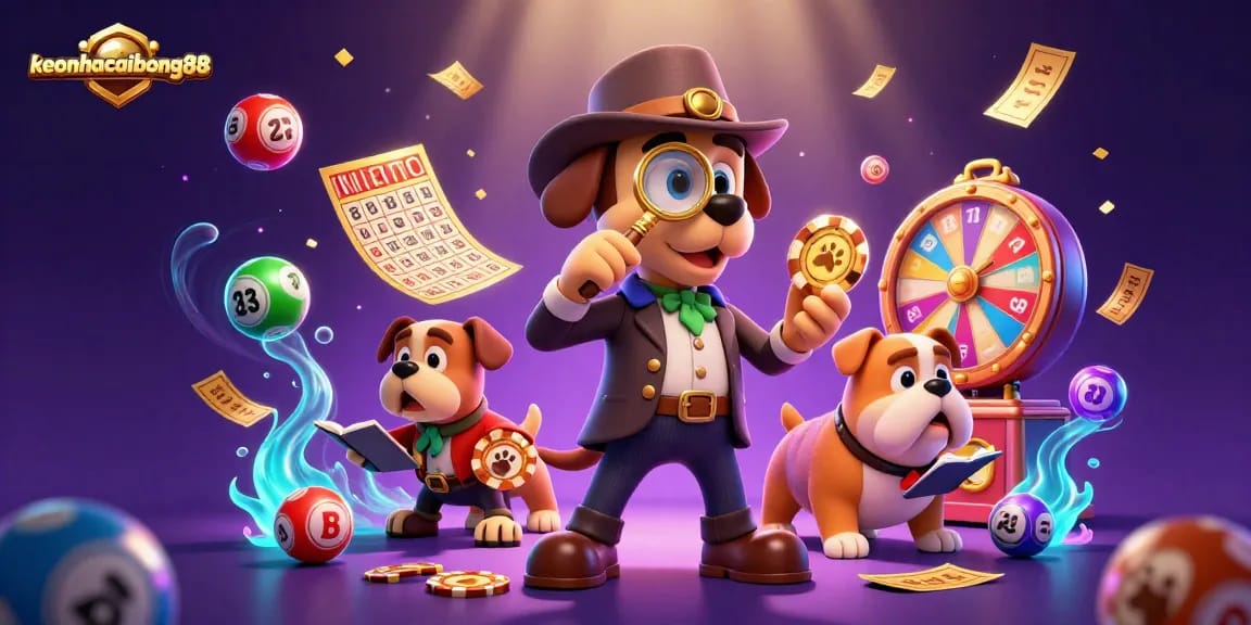 Engage with keonhacaibong88 in this vibrant 3D illustration of a detective duo uncovering poker clues.