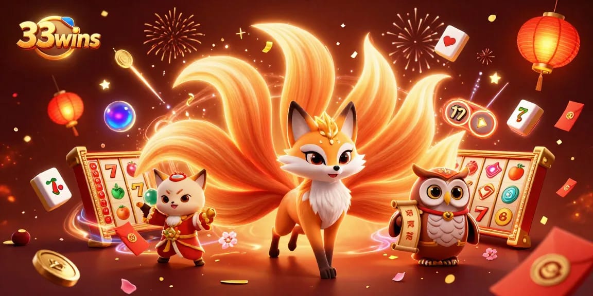 Win big with 33wins as vibrant slot reels and lucky symbols burst into action!