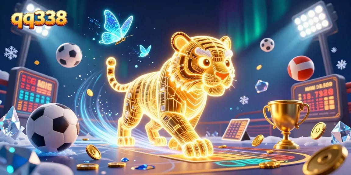 Engage with thrilling gameplay at qq338, a vibrant digital casino environment featuring a golden tiger and interactive elements.