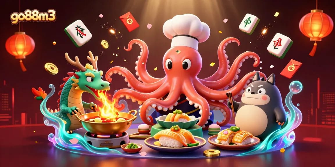 Engage in thrilling gameplay with go88m3 and enjoy vibrant casino adventures in a stunning illustrated scene.