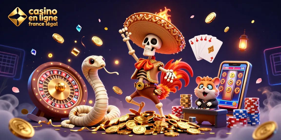 Jeux captivants sur 'casino en ligne légal en France' avec un rooster dansant et des pièces d'or