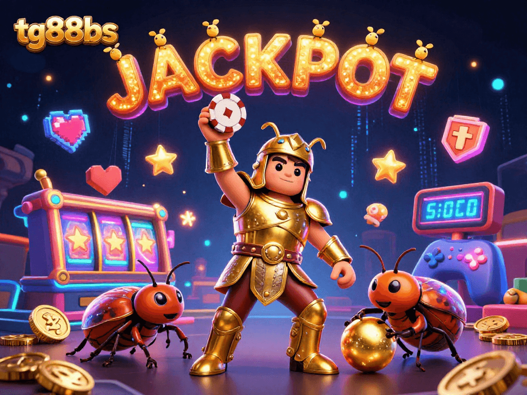 Join the tg88bs jackpot celebration with vibrant characters and gaming symbols in a thrilling casino scene.