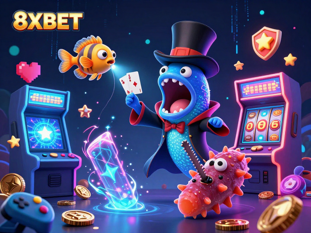 Engage with 8XBET through thrilling card tricks by a sea creature magician in an underwater casino.