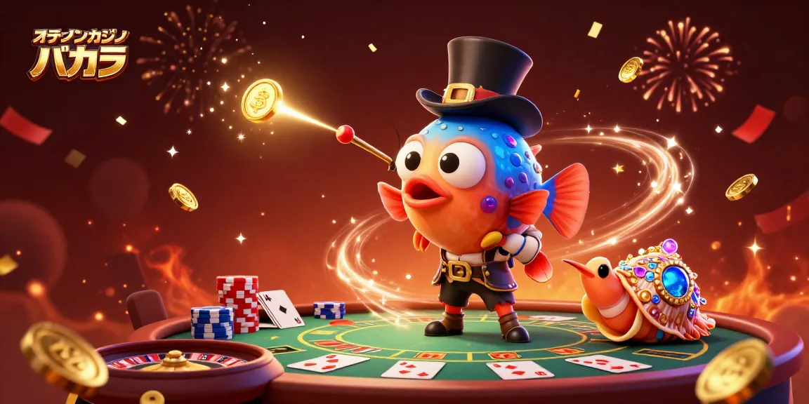 オンラインカジノ バカラのゲームシーンで、遊ぶための魅力的なキャラクターと華やかな演出。