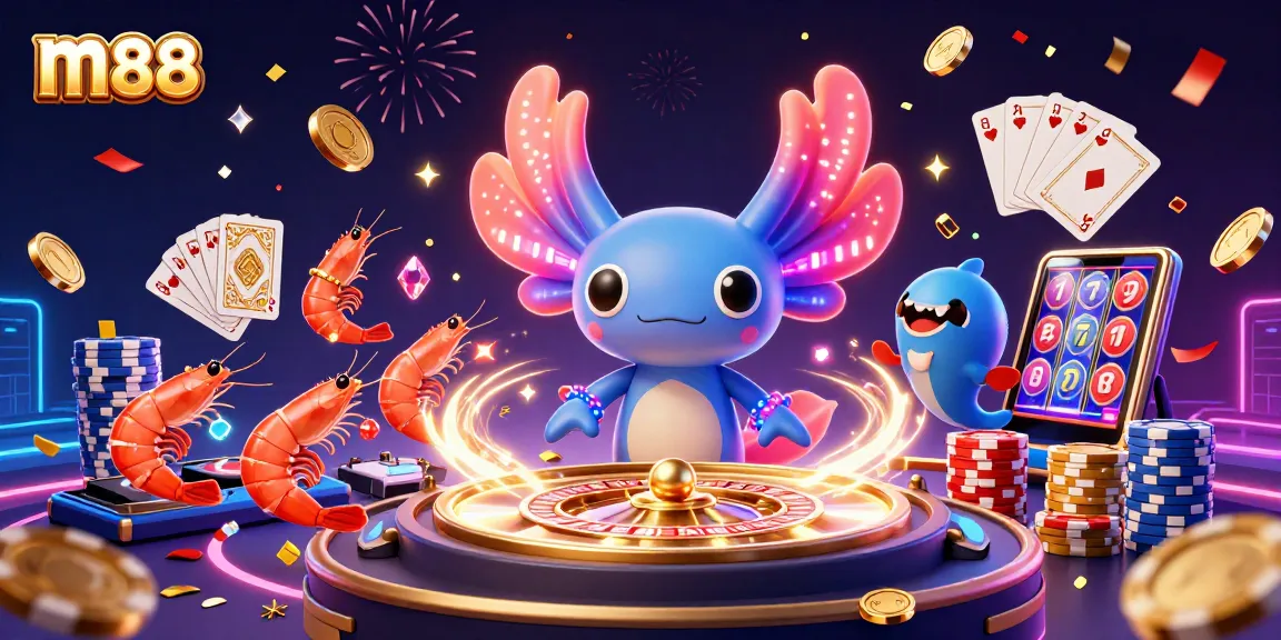 Experience the vibrant m88 online gambling scene with energetic characters and dynamic casino elements.