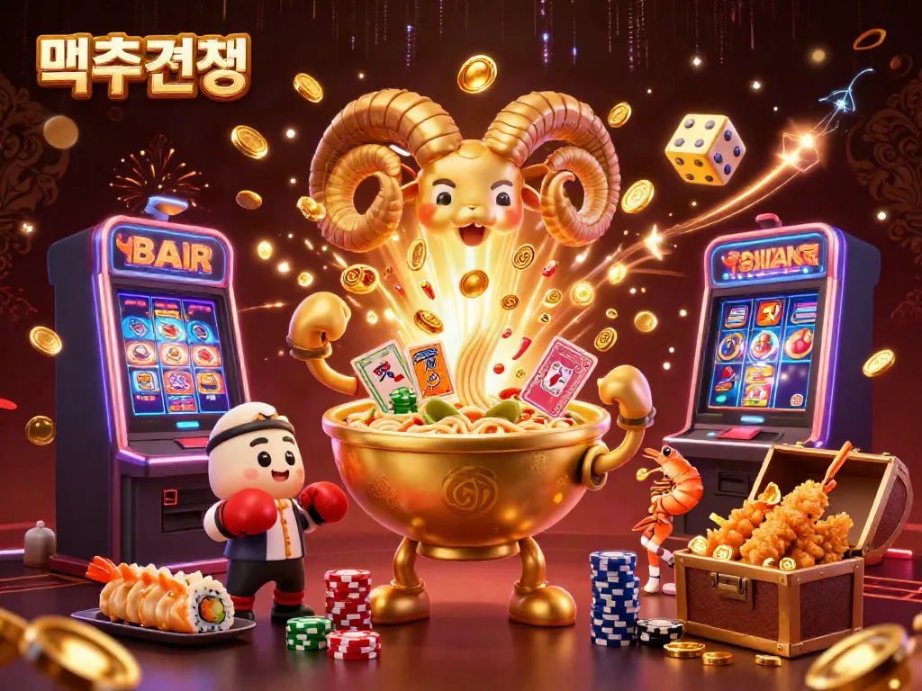 Engage in 먹튀검증 with vibrant casino characters amid a jackpot celebration and colorful game elements.