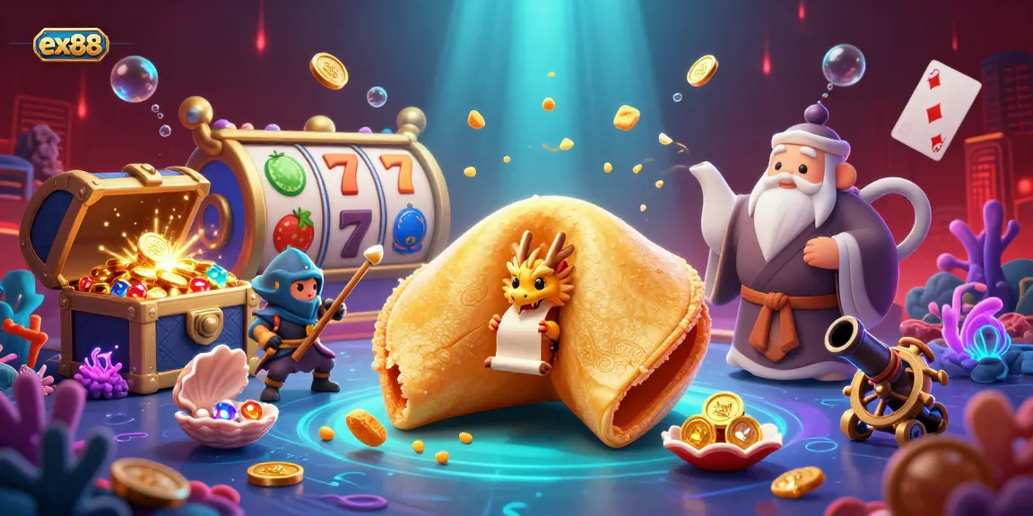 Engage with ex88 as fortune cookies, wise dragon, and lavish casino elements create a vivid gaming landscape.