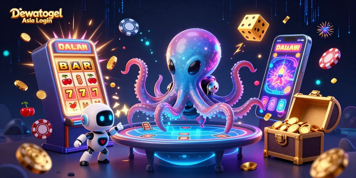 Dewatogel Asia Login reveals exciting casino thrills with a vibrant alien octopus and holographic games!