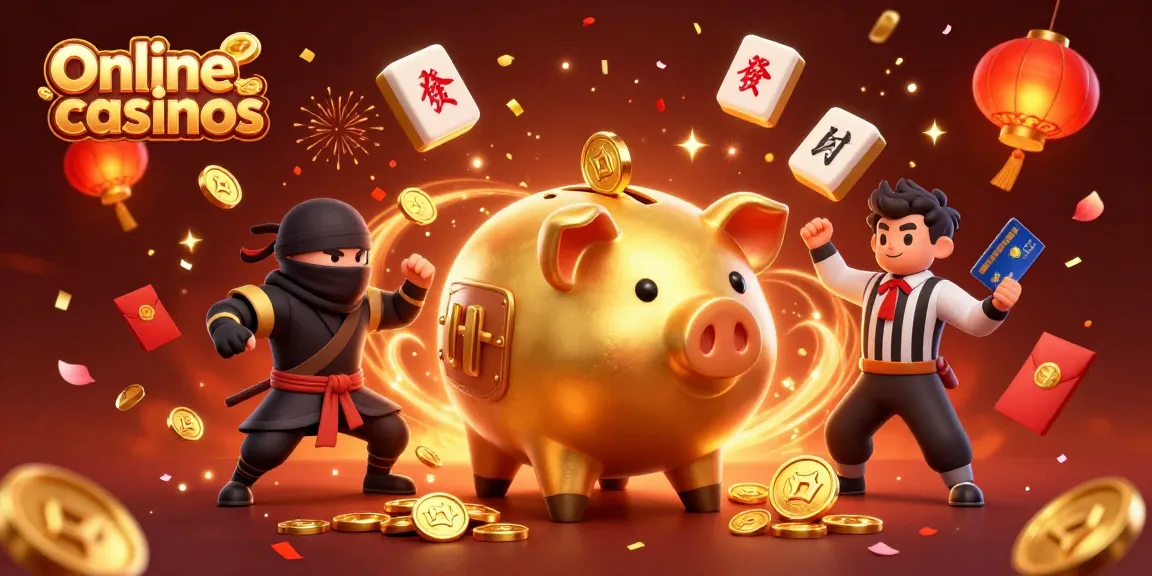 Experience thrilling online casinos with dynamic characters in a vibrant, festive scene filled with excitement.