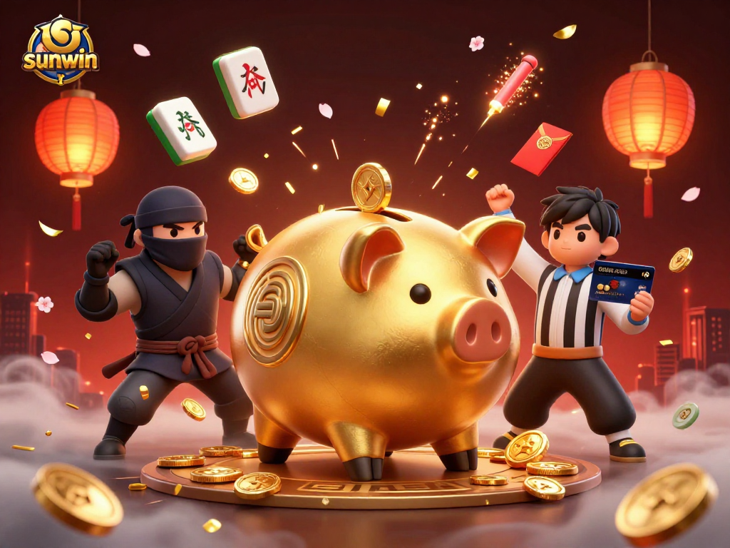Experience thrilling wins with sunwin and dynamic characters in a vibrant casino scene.