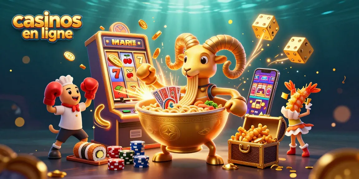 Gagnez gros avec les casinos en ligne dans une illustration dynamique de jeux et de personnages colorés.