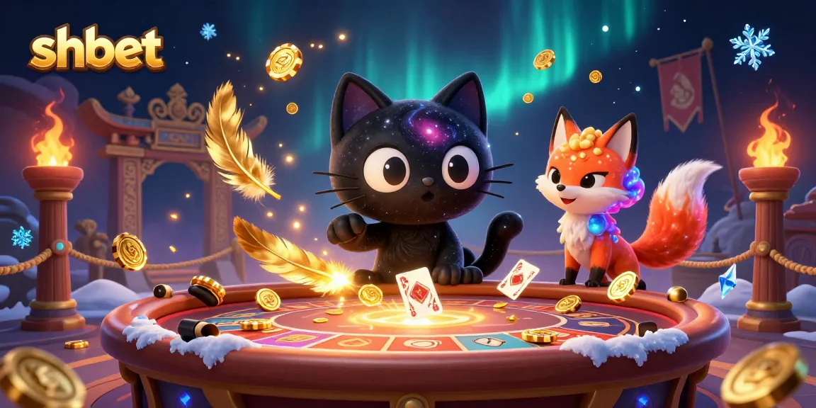 Experience thrilling blackjack with shbet as a black hole cat pulls in chips in a cosmic casino.