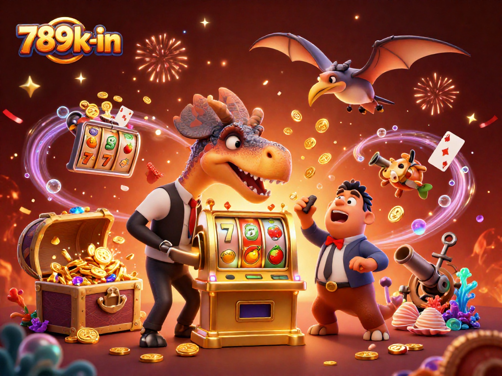 Engage with 789k-in and witness a dinotastic slot machine jackpot celebration!
