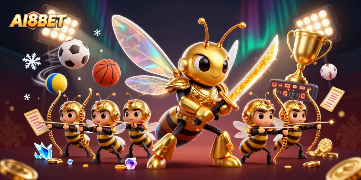 Bet successfully with AI88BET illustrated in a vibrant 3D artwork featuring a golden hornet in samurai armor.
