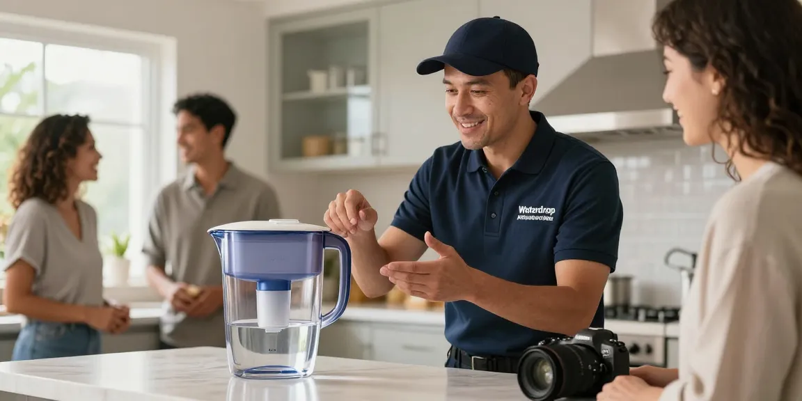Waterdrop PT-72C-A Glass Alkaline Water Filter Pitcher showcased by a trusted local service provider in a modern home.