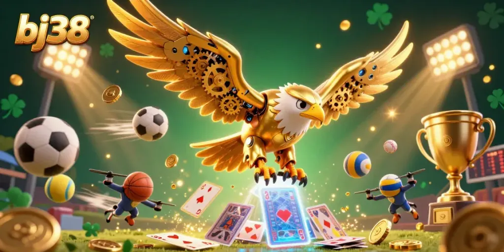 Experience thrilling gameplay with bj38's vibrant 3D illustration showcasing dynamic sports betting action.