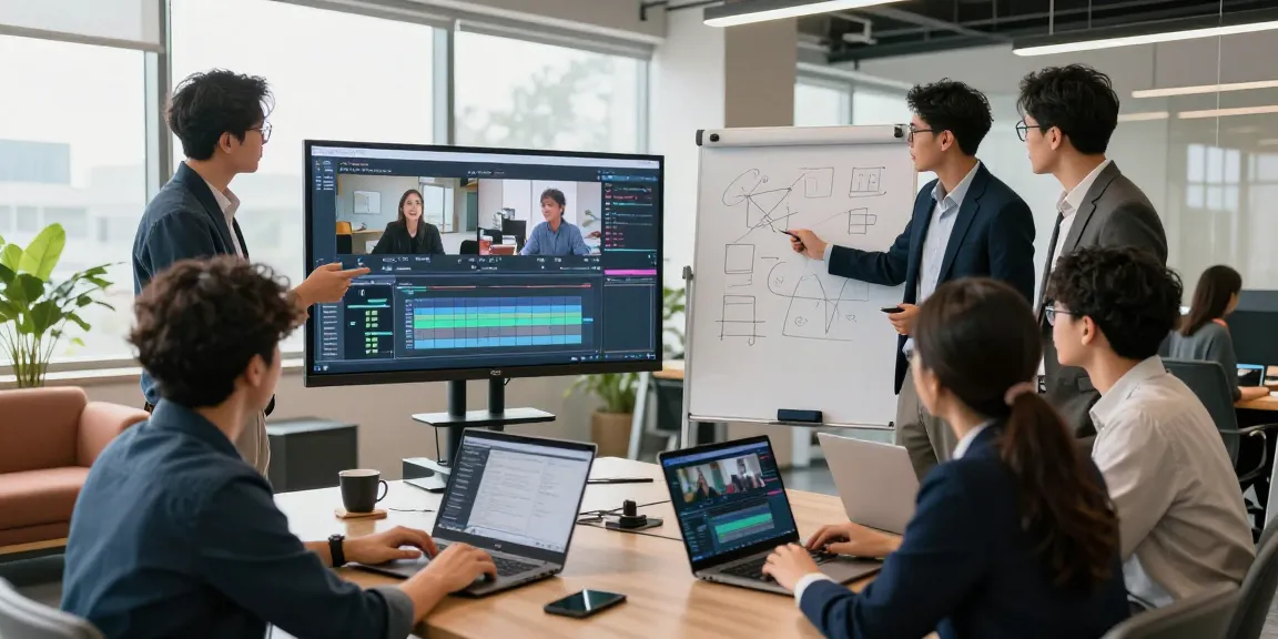 Corporate Video Production Company in Singapore team collaborating in a modern office.
