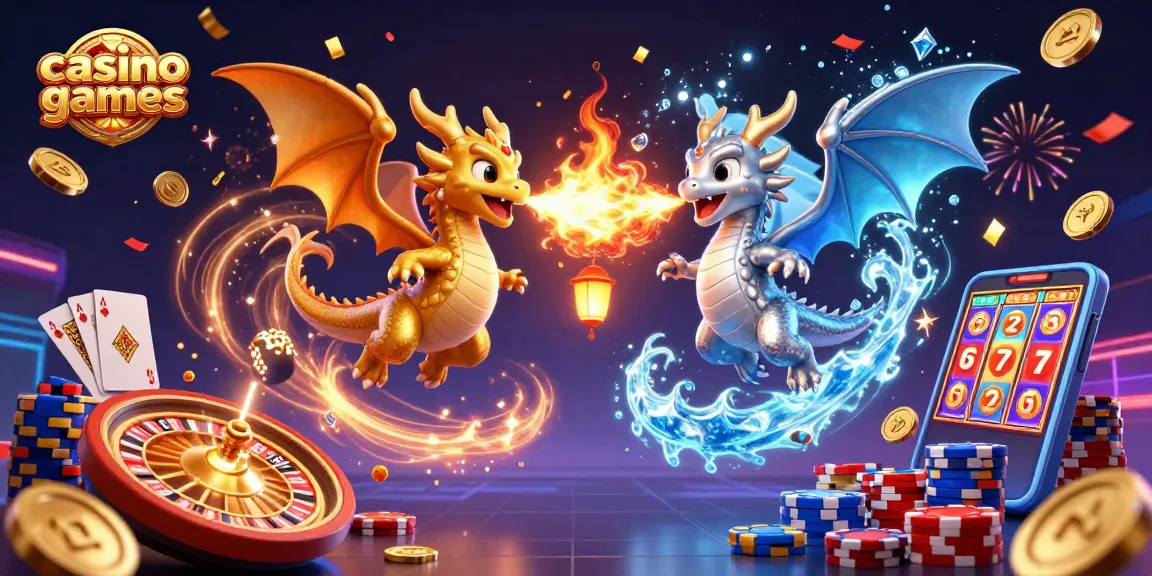 Experience thrilling casino games with dynamic dragons, gold coins, and vibrant gaming elements.