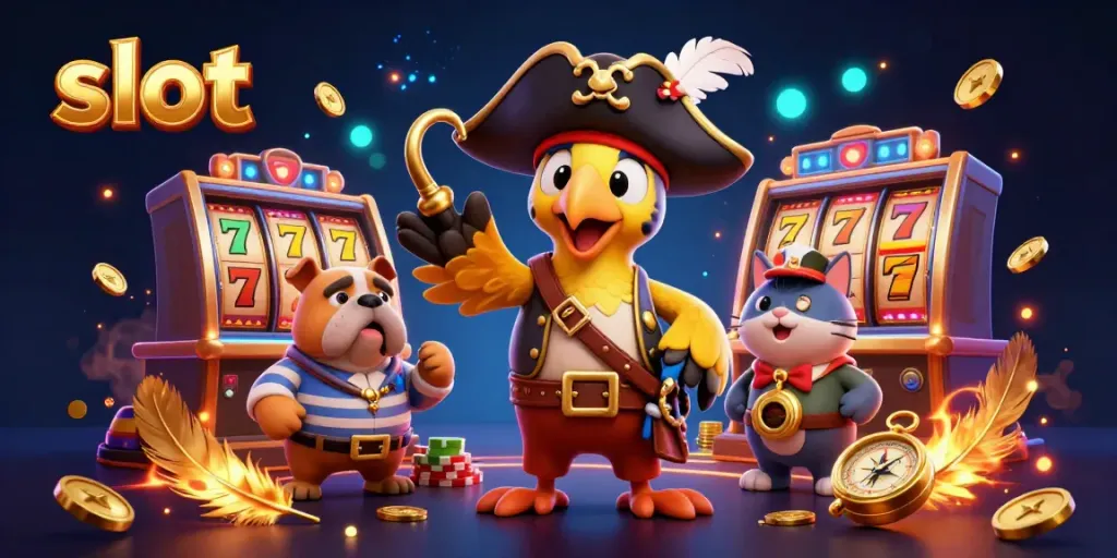 Experience jackpot excitement with slot-inspired characters in a dynamic casino scene.