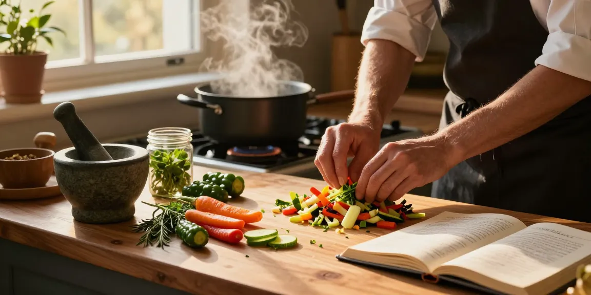 Authentic kitchen scene featuring chef preparing ginger and lemongrass dish, highlighting เว็บสล็อต แท้ 100 เปอร์เซ็นต์.